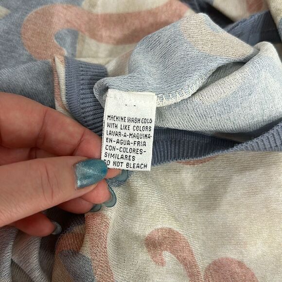 Vintage Pastel Colors Printed Short Sleeve Button Front Cardigan Size M - Picture 4 of 8